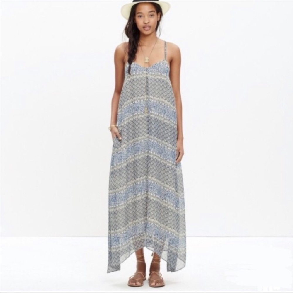Women's Blue Moroccan Tile Maxi Dress